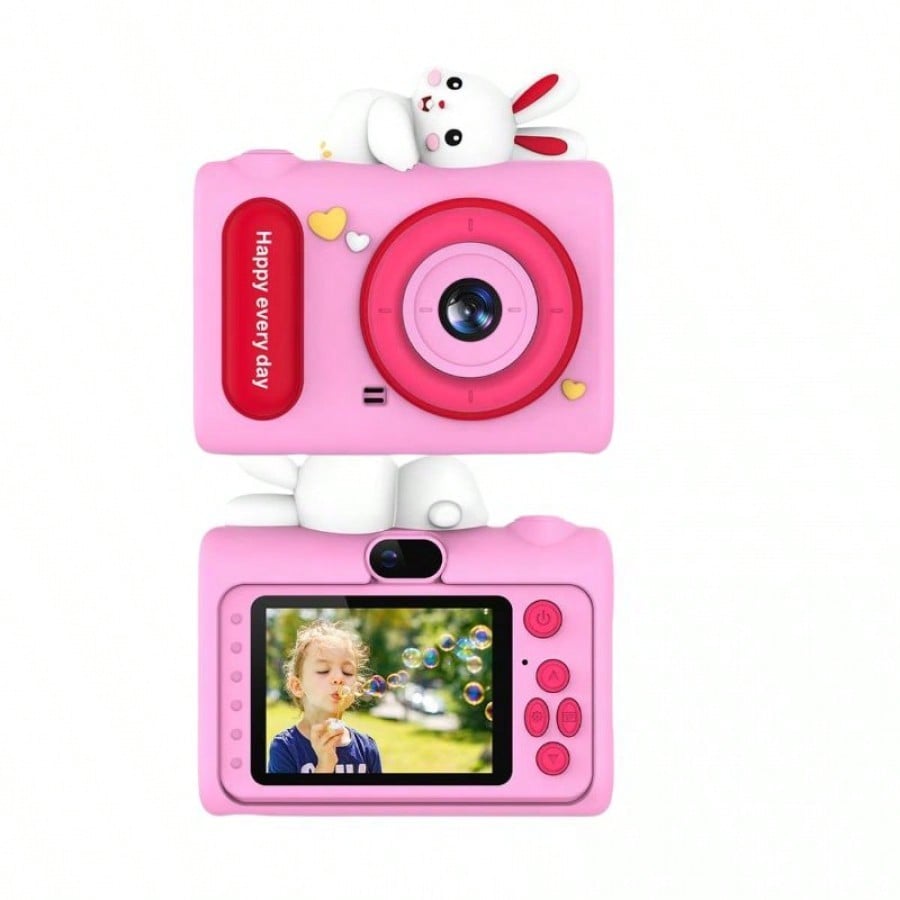 Camara Digital para Niños Funda Silicona Unicornio Rosa Doble Lente y Pantalla HD