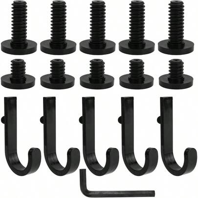 16 Pcs Storage Shed Hooks Set For Suncast, 5 Black J Shaped Tool Ladders Garage Hooks With Screw Wrench Short Screw Compatible With Suncast/Craftsman Wall Storage Shed Accessories Hanging Heavy Duty