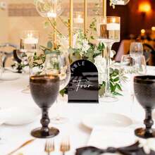 Gold Mirror Arched Wedding Table Numbers With Stands 1-10, 5x7 Inch Acrylic Arch Sign With Holder, Table Number 1-10, 5"X7") (DM9102) - Black White Font - View 7