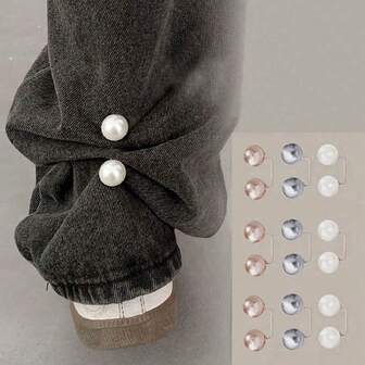 6 st/3 st set eleganta knappar i fuskpärl, halkfria knappar, högglansiga pärlbroscher för klänning, krage, halsduk, perfekt för vardagskläder, presenter, festklänningar | Bohemisk stil | Plastknappar