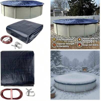 OpenHIBloque de Invierno de 18 pies Cubierta Redonda de Invierno para Piscina sobre el Piso  8 aos de garanta, Resistente al fro y a los Rayos UV, Resistente a la Intemperie y Duradera, cabrestante y