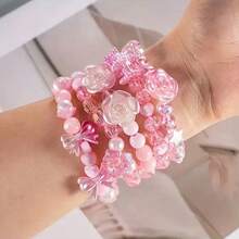 750pcs Acrylic Heart & Bow Beads Set, For DIY Handmade Bracelets, Necklaces, Earrings, Phone Straps, Jewelry And Crafts - Bright Red + Pink - View 2