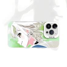 Kawaii Pastel Anime Girl Phone Case For  14/15/16 - Shockproof Cover, Vibrant Eye Sleek Line Art Cute Graphic Design - Naranja - Ver 8
