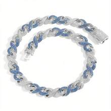 New Hot Cuban Chain Two Rows Of Stones 925 Silver Moissanite Full Set Men's Hip-Hop Bracelet Necklace, Hip-Hop Personalized Bracelet, Best Party Gift For Family And Friends, Birthday Gift, Holiday Gift, Graduation Gift - Bạc - Xem 8