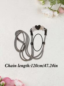 1pc Custom Heart-Shaped Phone Back Clip Lanyard, Compatible With Universal Phone Cases, With An Style Design. This Phone Strap Chain Can Be Worn Crossbody As An Accessory, Adjustable For A Crossbody Fit. Suitable For Birthdays, Anniversaries, Gifting, Or Everyday Use - Multicolor - View 2