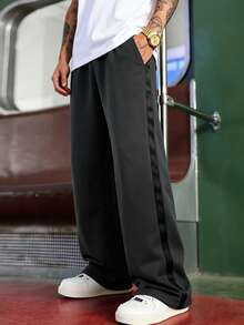 1pc Men's Loose Fit Sweatpants, Casual Everyday Commute Sports Pants, Straight Leg Relaxed Fit Workout Joggers For Running, Hiking, Fitness, Casual Streetwear, Autumn/Winter - Dark Grey - View 4