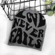 Letter Pattern Autumn Winter Warm Fashion Ski Jacquard Knit Hat - trắng - Xem 5