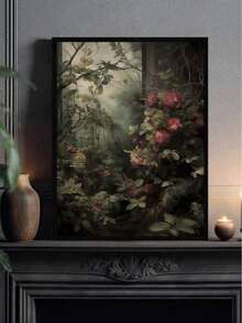 1 قطعة "الحديقة السرية"، طراز ريفي داكن، فن أكاديمي داكن، لوحة زهور رجعية، طباعة نباتات، ديكور غرفة بموضوع ساحرة، باللون الأخضر الداكن، وردة، طراز ريفي، لوحة قماشية رجعية، ديكور جداري بالزهور، فن خيالي، بدون إطار - متعدد الألوان - مشاهدة 14