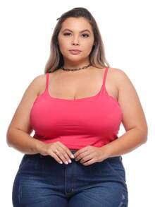 TOP Cropped Feminina Suflex Strap PLUS SIZE - Hot Pink - View 1