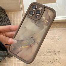 Funda de teléfono de mármol marrón premium, mate suave, cobertura completa, adecuada para iPhone Air 17, 16, 15, 14, 13, 12, 11, X, XS, XR, Pro Plus, Pro Max, adecuada para iPhone17 Air - Café integral - Ver 6