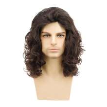 Mens Long Brown Wavy Wig Natural Wavy Curly Wig For Halloween Costume Cosplay Party,37994512 - 棕色 - 查看 2
