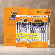10-Pack Of Smooth Black Ballpoint Pens - BIC Cristal Xtra. Smooth Ballpoint Pens, Medium Nib (1.0mm), Black, Suitable For Everyday Writing Activities, Student Writing Pens, School Supplies, Essential Ballpoint Pens For Back-To-School Season. - màu đen - Xem 7