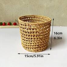 Handwoven Rattan Storage Baskets, Multi-Size Cylindrical Storage Racks, Kitchen Utensil Racks, Tea Set And Pen Holder Storage Racks, Hollow Decorative Baskets For Home And Office - Rattan Hollow Tube - View 8