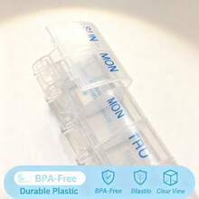 1pc 7-Day Pill Storage Box, Portable Transparent Weekly Medicine Box, Moisture Resistant Mini Rectangular Box With Daily Compartments, Convenient For Travel - Clear - View 4
