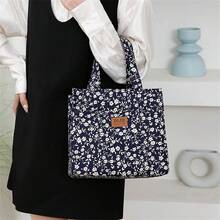 Túi đựng cơm trưa bằng nylon dày dặn in họa tiết hoa, túi đựng cơm hộp di động, túi giữ nhiệt có lớp lót nhôm, khóa kéo, thích hợp cho bữa trưa, dã ngoại, đi làm, ăn ngoài trời, hộp đựng cơm giữ lạnh hàng ngày, chống thấm nước, dung tích lớn, dành cho nữ và nam, thích hợp cho dã ngoại, quà tặng tựu trường cho nữ, đồ dùng cần thiết khi cắm trại. - Màu xanh hải quân - Xem 8