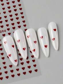 2pcs Mini Red Heart Nail Art Stickers, Valentine's Day Nail Decals, New Year Nail Supplies, DIY Nail Jewelry Decoration - 彩色 - 查看 5