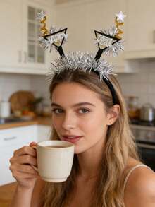 Silver Star & Moon Headband, Suitable For Women's Birthday Party, Wedding, And Cosplay. This Sun And Moon Headband Can Be Given As A Gift To Friends, Girlfriends, Family, Classmates, Etc. - Multicolor - View 7