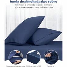 NANWEI Juego de Sabanas Sabanas Matrimonial Size Hotel Doble Cepillado 2000 Hilos Lujo er Suave y Fresco Hipoalergenicas Lavado a Maquina Azul Oscuro Matrimonial - Azuloscuro - Ver 3