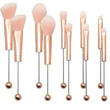 10Pieces Beadable  Brushes Diy  Comestic Brushes Beaded Brushes Kit For DIY Beaded Eyeshadow Brush (Beadable  Brushes-10pieces=2Sets)-Rose Gold,38051945 - 金色 - 查看 1