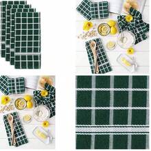 OpenHIDII Basic Terry Collection - Juego de paos de Cocina para Ventana, 16 x 26 Pulgadas, Color Verde Oscuro, 4 Piezas - 16x26"+cuadros verde oscuro - Ver 10