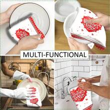 2/4 Pcs Valentine's Day Themed Printed Dish Towels, Ideal For Valentine's Day Gifts, Decorations, Super Absorbent Microfiber Modern Towels For Cooking, Baking, Washing Dishes, Cleaning, Hand Towels, Tea Towels, Soft And Highly Absorbent, Kitchen Decor, Gifts For Neighbors, Moms, Birthdays, Housewarming For Friends, Kitchen Essentials, Daily Necessities - Multicolor - View 11