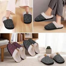 OpenHIRAINSMORE Zapatillas de Casa de Espuma con Memoria para Mujer y Hombre Acogedoras Zapatillas de Casa de Espuma con Memoria para Interior y Exterior - rojo+26.0~26.5 cm - Ver 8