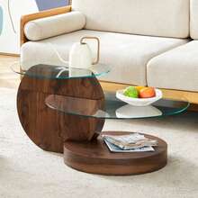 Modern Minimalist Glass-Coached Glass, Modern Design, High-Quality MDF-Materials And Underlays, Eine Colors Of Color. - Transparent + Walnut + MDF+glass - 查看 5