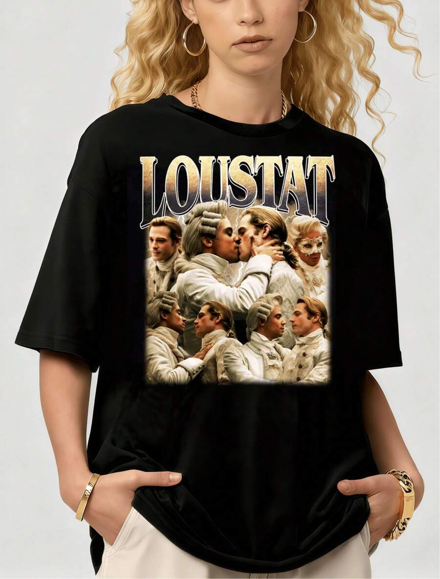 Interview Vampir Loustat Vintage Unisex T-Shirt, Vampirromantik, IWTV, Fantasy-Leser-Shirt, Anne Rice Romane, Lestat T-Shirt, Loustat-Fans - Schwarz - Übersicht 1