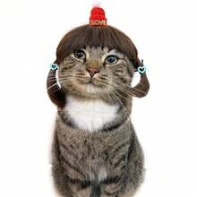 Funny Dog Cat Cosplay Wig, Dog Wigs For Small Medium Dogs, Wigs Cosplay Wigs For Women Wig Install Kit Pet Costume Wig For Halloween Christmas Parties Festivals (Black Brown Straight Hair With Red Hat),38049423 - 紅色 - 查看 2