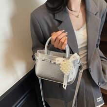 [Nueva]Bolso de hombro para mujer de diseño minimalista bolso de axila elegante bolso de trabajo y ocio bolso de viaje moderno y versátil bolso de hombro mujer - Plata con colgante - Ver 3