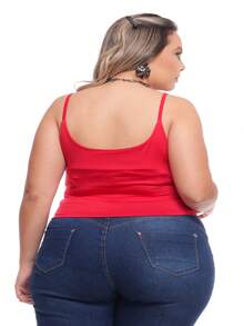 TOP Cropped Feminina Suflex Strap PLUS SIZE - Red - View 2