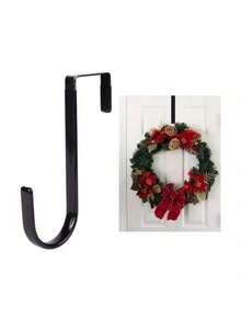 1pc Adhesive Coated Wreath Hanger, No Drill Needed Wall Hook For Door, Suitable For Valentine's Day, Halloween, Christmas
