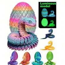 2026 New 30cm Articulated Viper Statue - 3D Printed Soft Posable Snake Toy With Snake Egg, Mythological Creature Design, Home Decor Stress Relief Toy, Suitable For Christmas - Multicolor - View 5