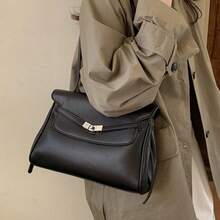 [Oferta exclusiva]Bolso cruzado de hombro para mujer con estilo retro y gran capacidad ideal para el trabajo y el día a día - Negro - Ver 3