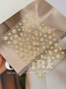 Adesivos de Unhas com Flores, 1 unidade, Hot Stamping Dourado e Prateado, Relevo 5D, Autoadesivos, para Unhas - Suprimentos e Enfeites para Unhas para Meninas e Mulheres - Unhas Decoradas para Primavera e Verão, para Uso Doméstico e Profissional - Multicolorido - Ver 10