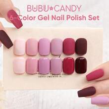 Gel Nail Polish Set Rose Coast 6 Pcs 15ml-With LED  & Rubbing Strips , HEMA & TPO Free, DIY Manicure Kit With Glossy & Matte Finishes, Christmas New Year Gift For Women,37984171 - 淡紫色 - 查看 2