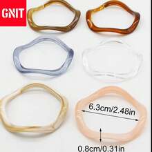 GNIT A Set Of 6 Bracelets Featuring An Asymmetric Wave Design Made Of Resin, Available In Multiple Colors, Perfect For Everyday Wear And Festive Parties. - Coffee + Blue + Translucent + Beige + Orange + Brown - View 7