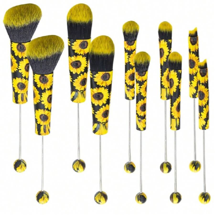 10Pieces Beadable Brushes Sunflower Diy Comestic Brushes Beaded Brushes Kit For DIY Beaded Eyeshadow Brush (Beadable Brushes-10pieces=2Sets),38051952 - 紫丁香色 - 查看 1