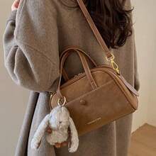 [Oferta exclusiva]Bolso cruzado para mujer estilo coreano minimalista retro con gran capacidad y diseño versátil ideal para el día a día y looks modernos - Marrón con adornos - Ver 4