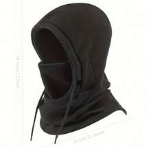 6-In-1 (Integrated Knitted Hat/Ear Muffs/Face/Scarf) Warm Knitted Fleece Winter Headgear, Unisex - Multifunctional Cold Gear, Suitable Skiing, Snowboarding, Hiking, Running - Adjustable Size, Suitable All Seasons Outdoor Sports QG04 - Black Hat - View 4