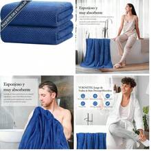 OpenHIToallas de Bao,2pcs Toalla Microfibra Suaves y Ultra Absorbentes, Toalla Gimnasio Secado Rpido,Toalla Playa Multipropsito para Bao, Camping, Hotel, Gym y SPA, 28x56inches (Azul) - encima - Ver 1