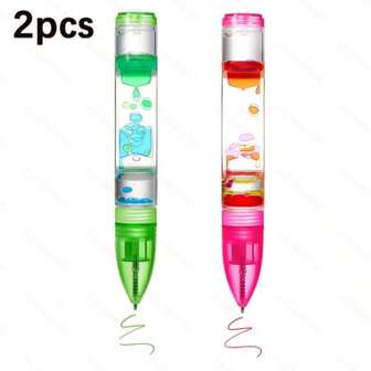 2 Pcs Liquid Oil Drop Pen Colorful Liquid Timer Pen Sensory Game Stress Novel And Fun Stress Relief Pen Suitable For And Adults As A Gift To Relieve Stress And Anxiety