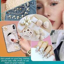 3000PCS Flatback Pearls For Crafting, 100G Mixed Sizes 4/5/6/8/10/12 White Half Round Pearls For Crafts Faux Flat Back Beads For Nail Face Art Tumbler Shoes Mugs Wedding Home Dration,38034380 - 白色 - 查看 6