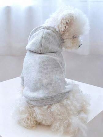 1pc Pet Clothes, Dog/Cat Autumn/Winter Warm Hoodie Sweatshirt, Soft & Comfortable, For Small/Medium Dogs, Solid Color Plain Hooded Sweatshirt, Pet Supplies