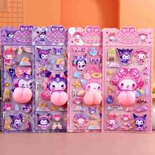 1pc Japanese Anime Cute Cartoon Peripheral Peach Stickers, Fun Decompression Squeeze Stickers, High Appearance Cute Peach Stickers, Dopamine Girl Heart Purple Pink Cute And Interesting Asymmetrical Border High Appearance New Cute And Interesting DIY Stickers - Multicolor - View 1