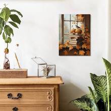 YLZlhb Arte de Pared Vintage de Otoño con Libro de Pájaro y Calabaza, Impresiones en Lienzo Rústicas de Otoño, Decoraciones de Arte de Pared de Casa de Campo para el Hogar, Dormitorio, Sala de Lectura, Cuadros Decorativos para Sala, Póster, con Marco, Pósters, Cuadros para la Pared, Marcos para Cuadros, Cuadro, Virgen de Guadalupe, Salas - transparente - Ver 3