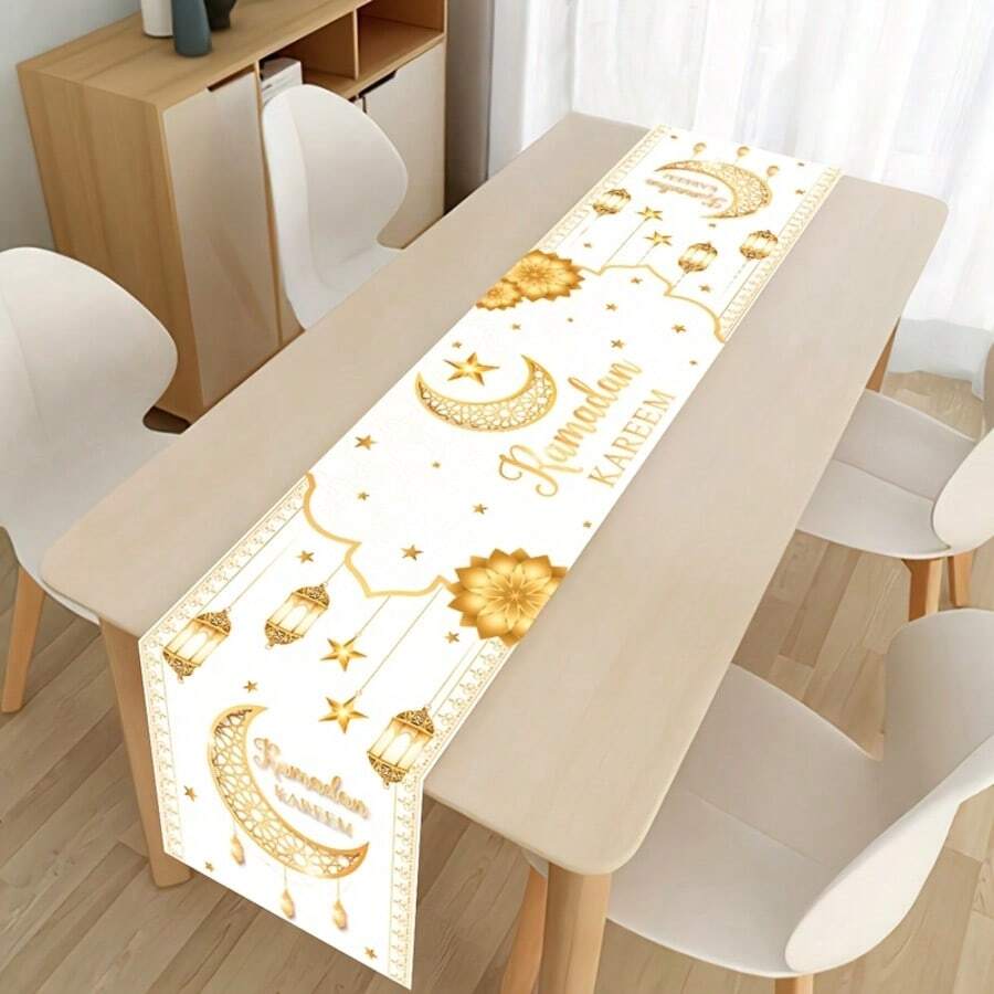 1 tấm khăn trải bàn 2D, họa tiết đèn lồng và ngôi sao, chất liệu polyester, trang trí bàn ăn ngày lễ, trang trí nhà bếp, nhà hàng, cờ vải trang trí bàn ăn lễ hội. - Nhiều màu 6 - Xem 1