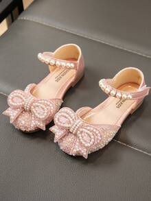 Zapatos planos bonitos con decoración de strass en forma de mariposa para niños, brillante - Rosa - Ver 4