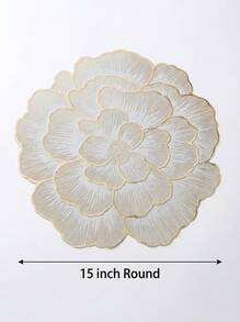 Cirelle 1-8 件金色花朵图案 PVC 餐垫，可水洗，易清洁，可擦拭，防滑，耐热，节日婚礼派对餐桌装饰 - 金色 - 查看 3