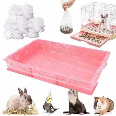 50 pièces Tapis de litière pour cage d'animal de compagnie, doublures de bac en plastique jetables universelles pour cage de lapin, cage d'oiseau, sacs pour litière de chat, tapis de propreté pour chien, housses de tapis de nettoyage